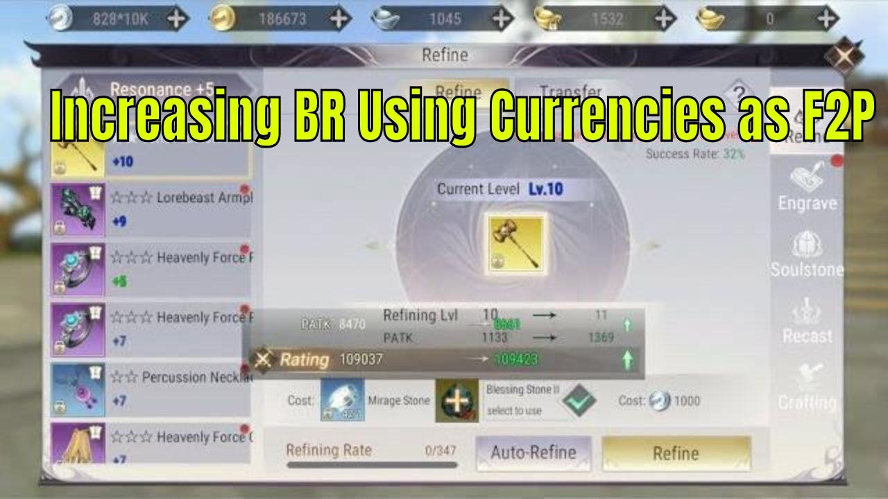Perfect World Mobile guide: Spending Currencies To Increase BR (Power Up) as F2P