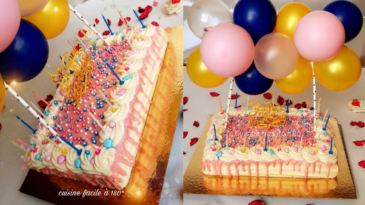 gâteau d'anniversaire 🎂 facile et rapide كيكة عيد ميلاد اقتصادية وبنينة بطريقة سهلة و ناجح
