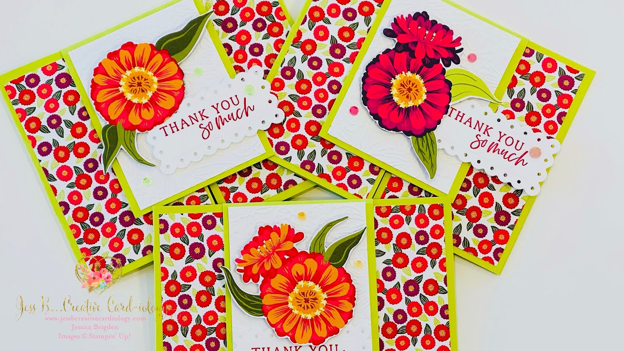 Unique Center Flap Gate Fun Fold Technique Card with Stampin’ Up! Flowering Zinnia Suite