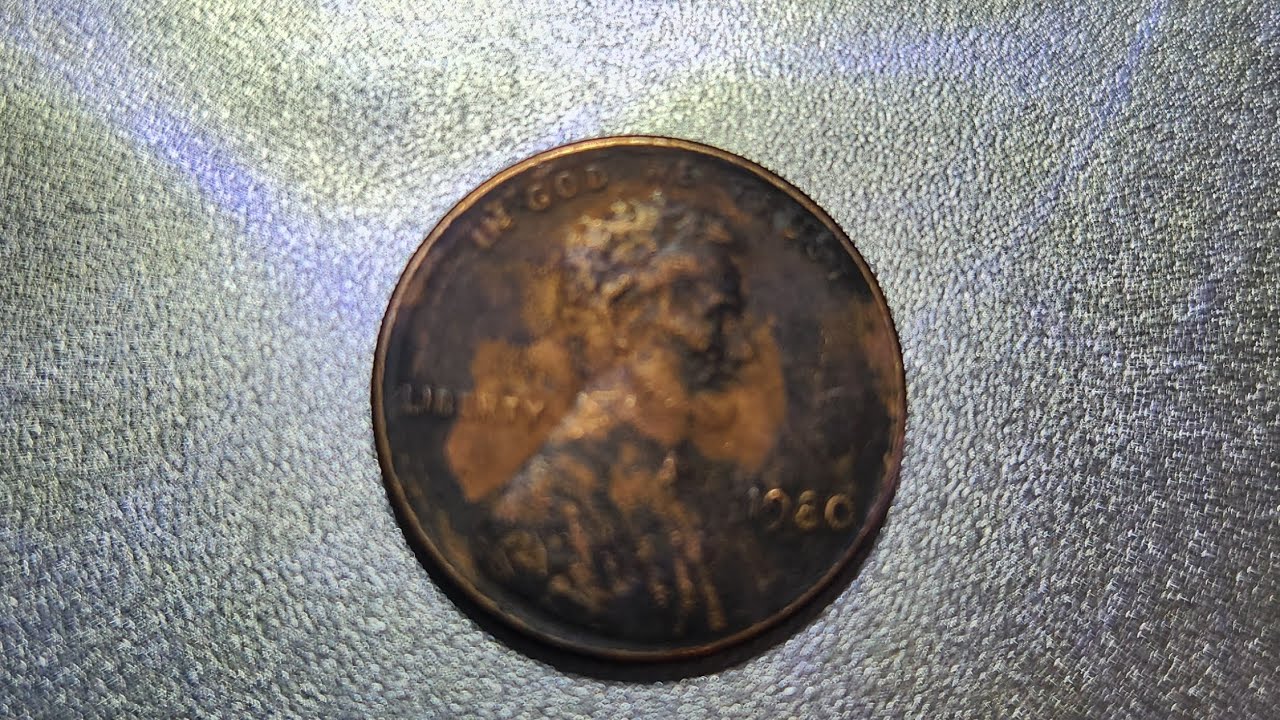 1980P Lincoln Cent uncentered broadstrike error #uncenteredbroadstrike