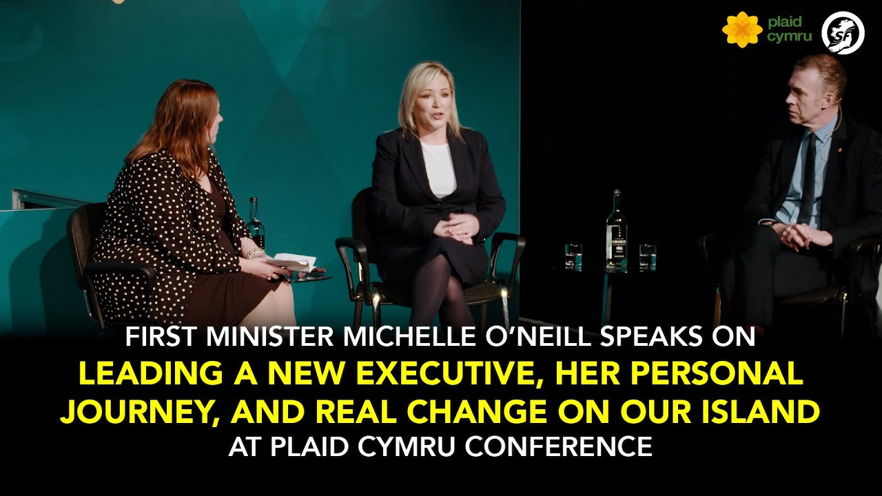 Michelle O'Neill in conversation with Adam Price at the Plaid Cymru party conference