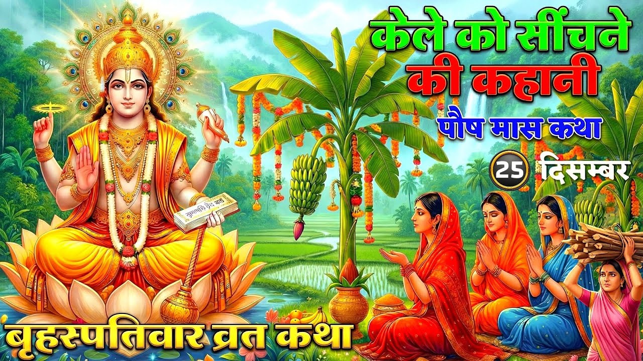 🌼गुरुवार व्रत कथा | Guruvar Vrat Katha | 🍌केले के पेड़ को सींचने की कथा |🌼 बृहस्पतिदेव व्रत कथा |🌼
