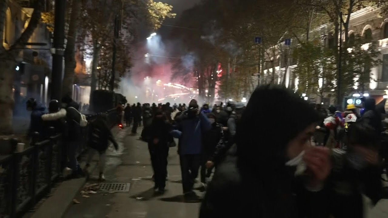 Protesters in Georgia shoot fireworks as riot police create barricade | AFP