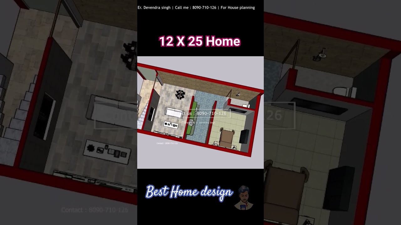 12 by 25 home design , 12 X 24 house plan #homedesign #3dhomeplan