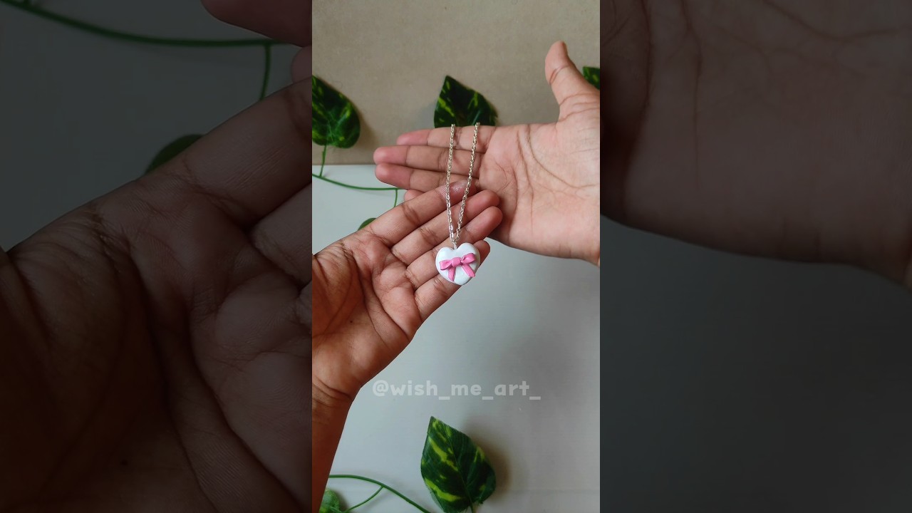 DIY PENDANT with clay🤍🎀#diy #clayart #pendant #handmadejewelry #airdry #clayideas #claycreations