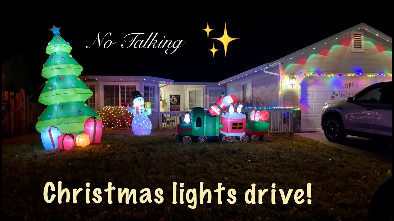 ASMR Christmas lights drive! (No talking Version) Cozy rainy night~