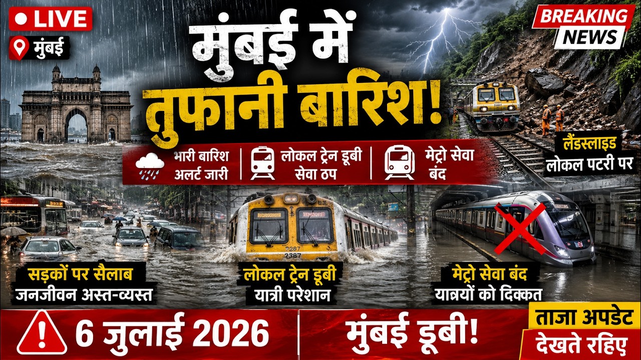 Mumbai Rain LIVE: मुंबई में तूफानी बारिश! लोकल ट्रेन डूबी, मेट्रो सेवा बंद, पटरी पर लैंडस्लाइड