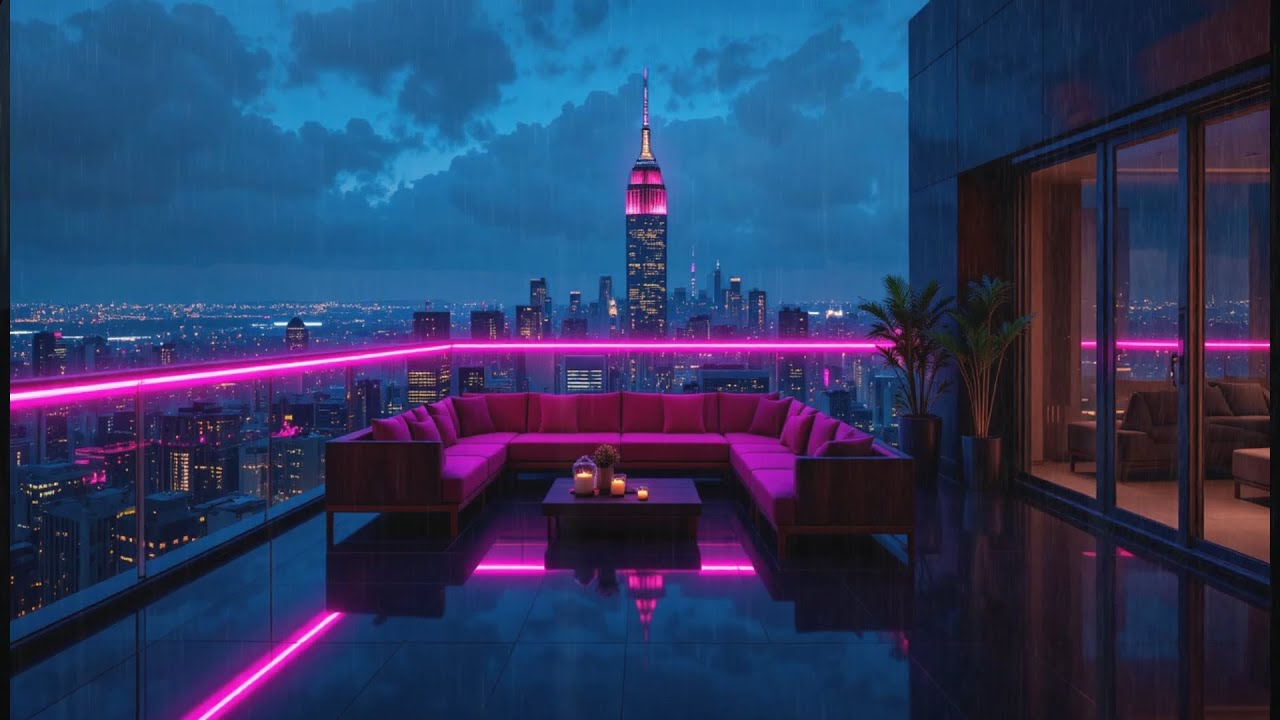 Nocturne After Rain 🌧️ Cyberpunk Rooftop Rain | Calm Study Ambience