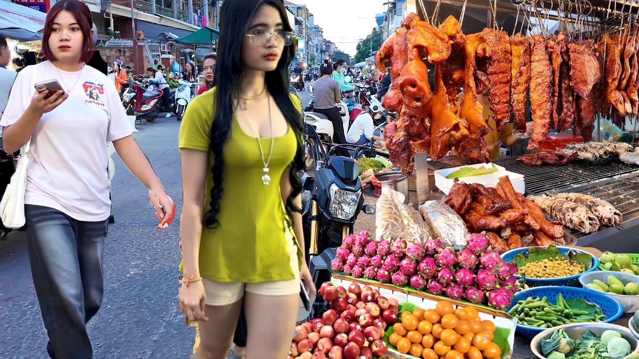 Amazing CAMBODIAN Street Food 2025 - Explore Delicious Roasted Pork, Duck, Fish in Olympic Market