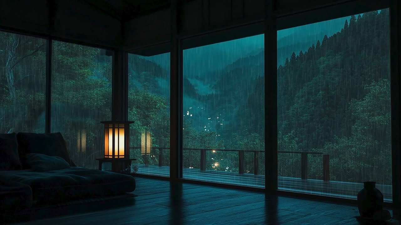 Quiet Night Rain in the Deep Mountains (No Music) 🌧| Soothing Cabin Sounds for Sleep & Calm