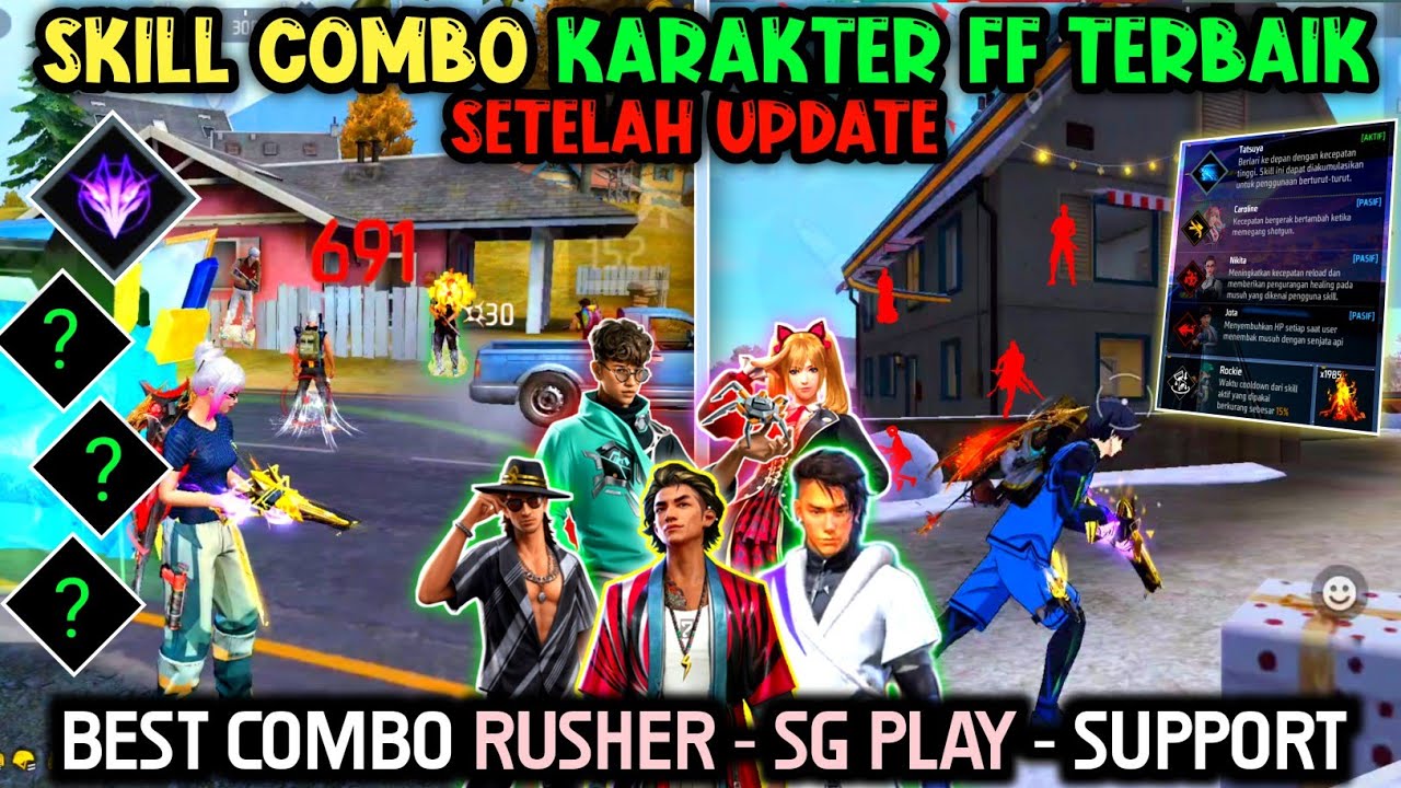 COMBO TER-GAC0R 2025 ‼️ TOP 5 RUSHER ( KOMBINASI SKILL KARAKTER RUSHER 2025 ) - FREE FIRE TERBAIK !!