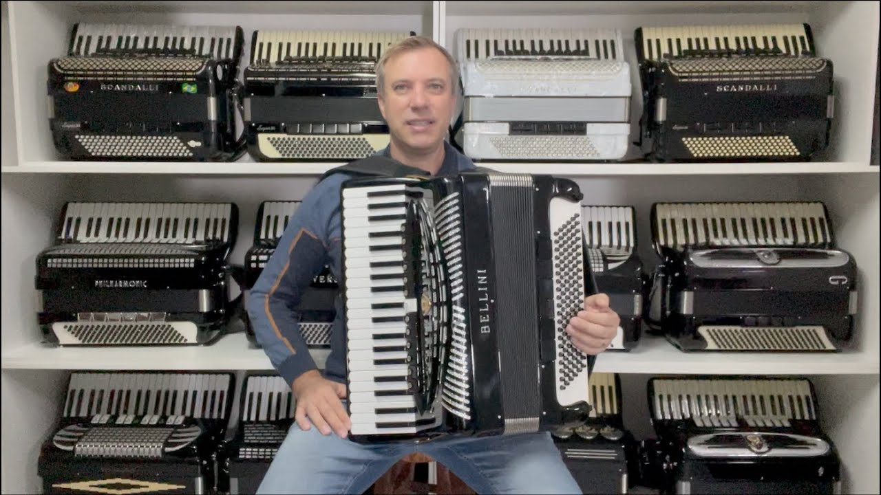 Acordeon BELLINI - Polif&ocirc;nica - 11.1 kg - 13/6 Reg - 49 cm - Jeferson Oliveira