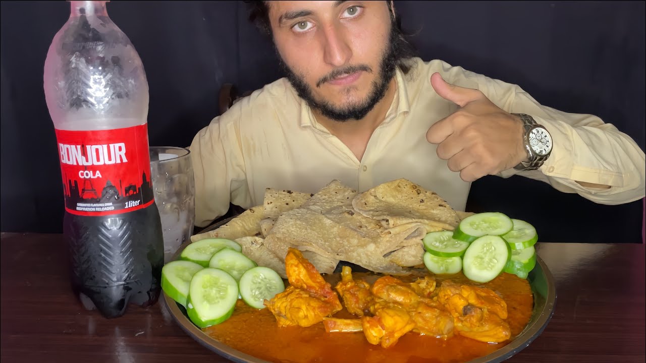 CHICKEN CURRY ASMR | ROTI, CUCUMBER & COLA | NO TALKING MUKBANG