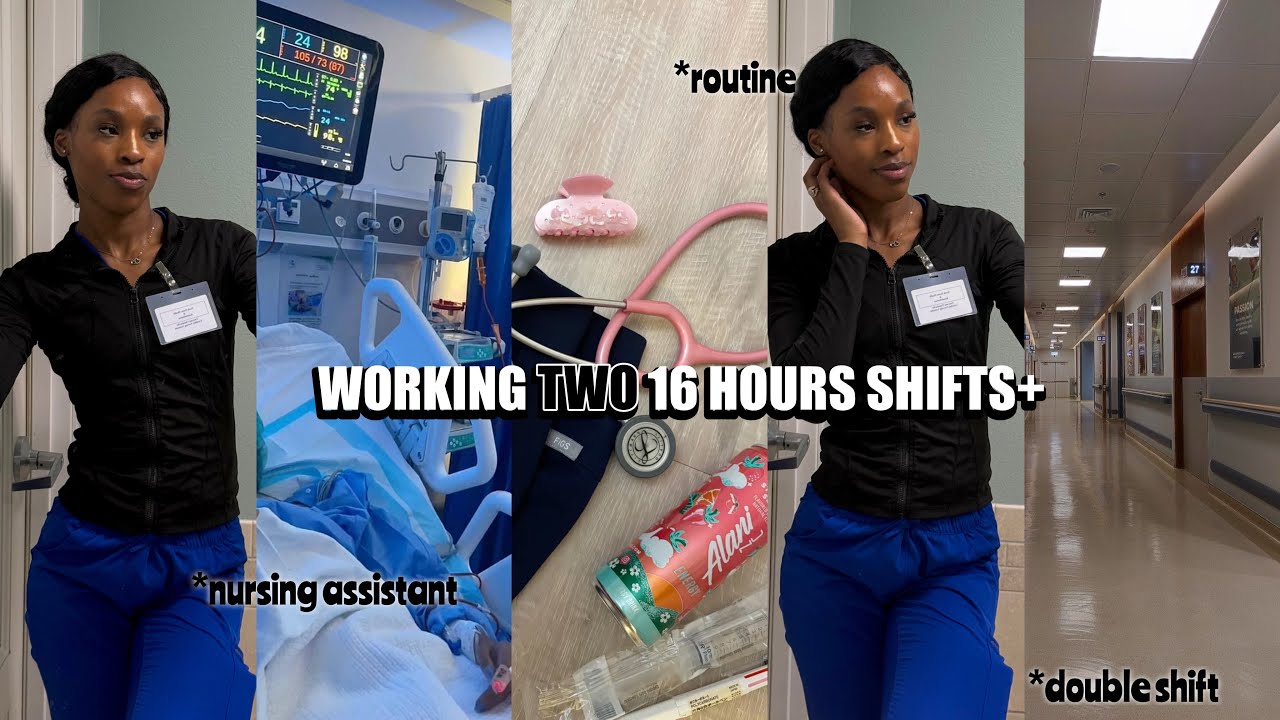 A DAY IN A LIFE OF A PATIENT CARE TECH + CNA♡︎: WORKING TWO 16HR+ SHIFTS BACK2BACK.  #nursingstudent