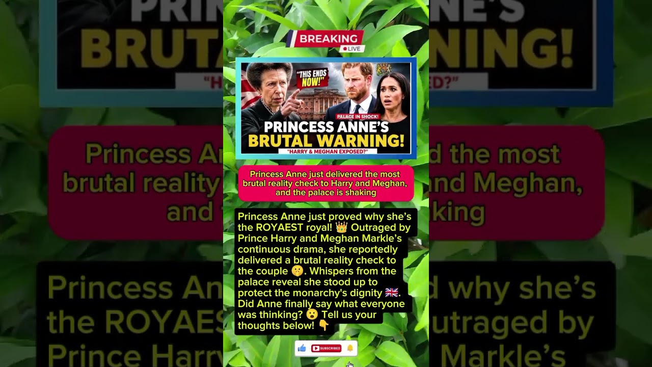 Princess Anne&rsquo;s BRUTAL Warning To Harry & Meghan! 🤫👑