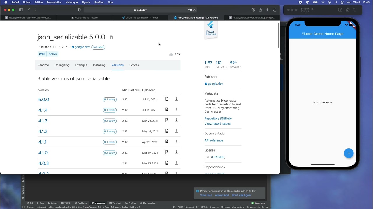 Flutter HTTP 2 : objet JSON et listes