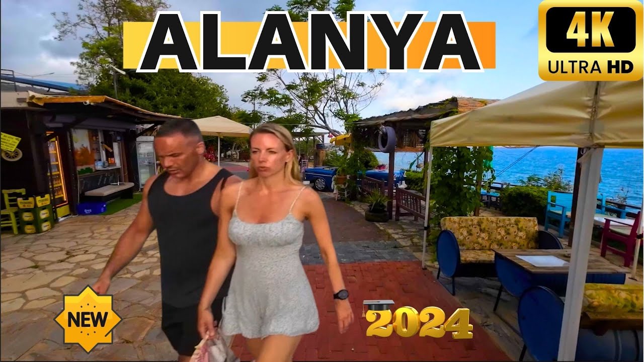 Экскурсия по улицам Аланьи! Центр Алании! Пляж Аланьи! Алания Анталия Пешеходная экскурсия!  4K 60F