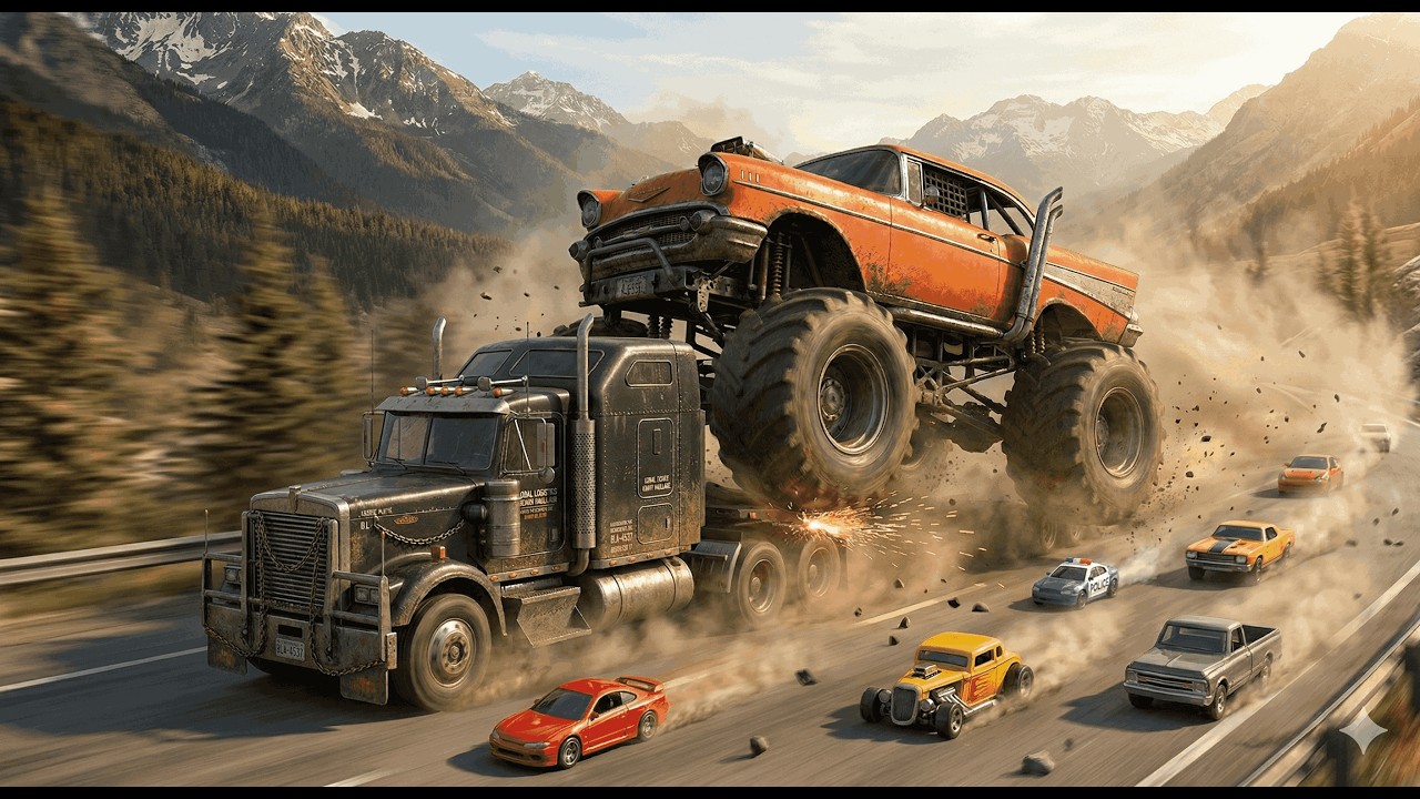 Monster Orange Car vs School Bus! 😱 Cute & Giant Attack! #beamng