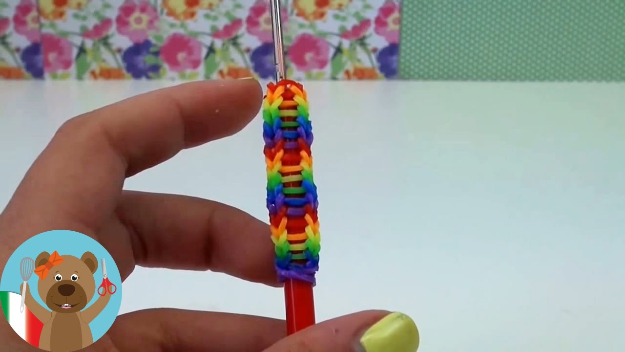 Rivestimento per penna o uncinetto con elastici Loom - rainbow loom pen tutorial italiano