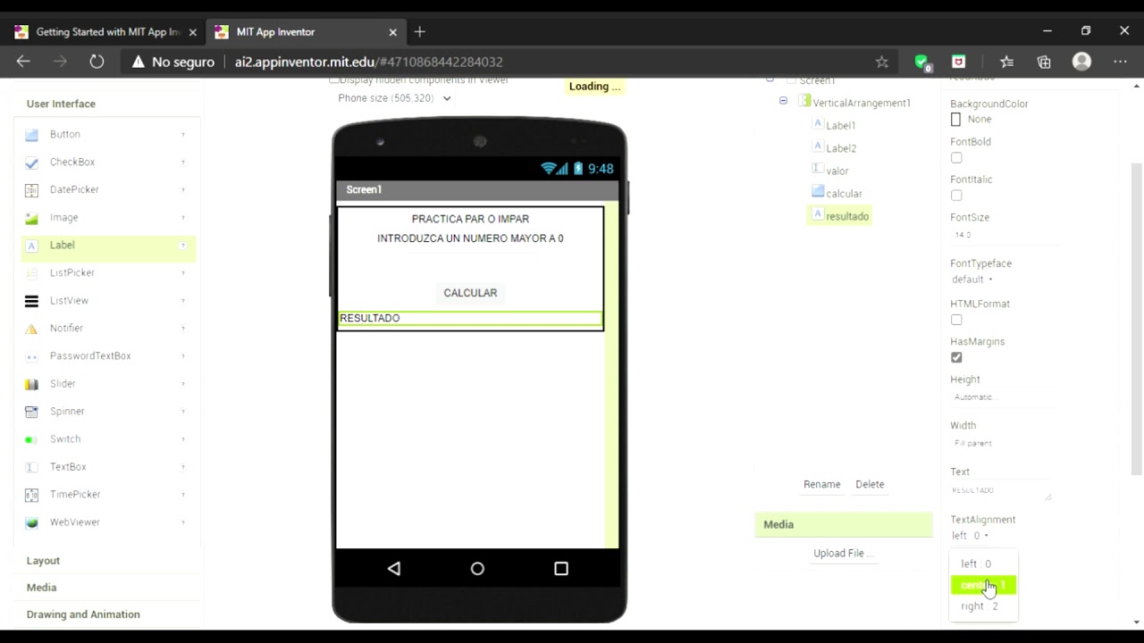 NUMERO PAR O IMPAR EN APP INVENTOR