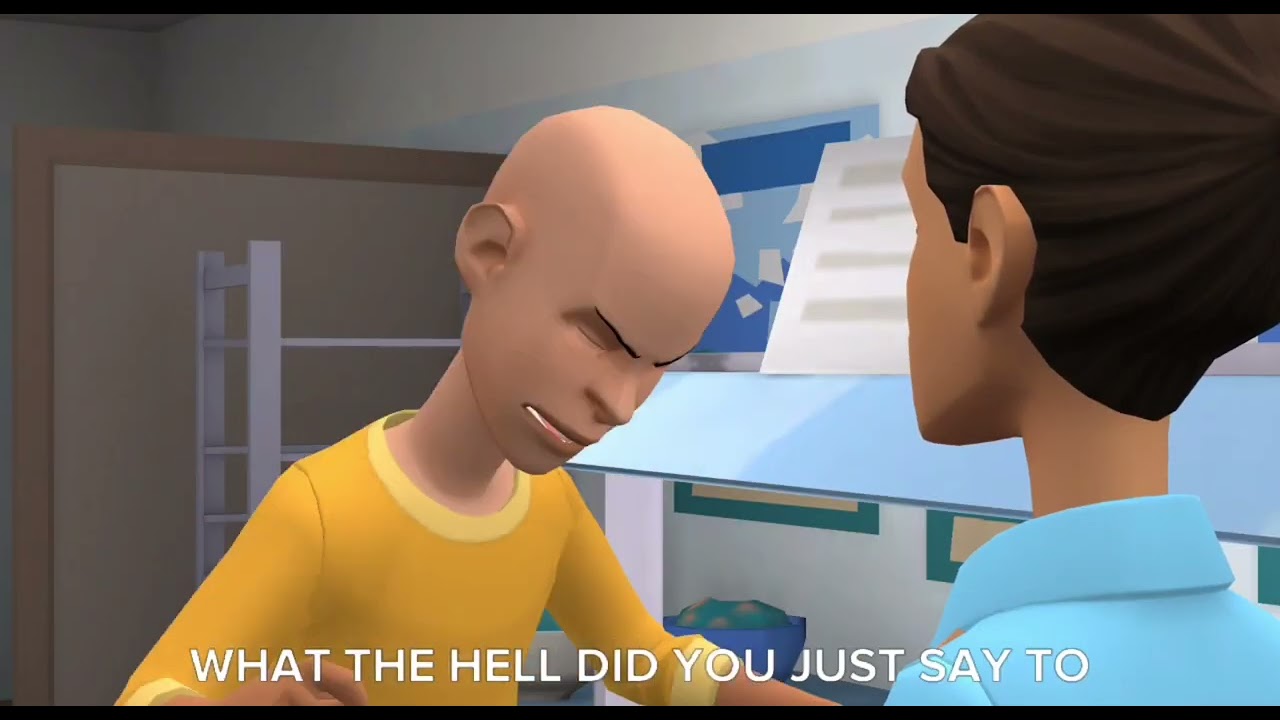 Caillou hates school lunches/knocks lunch lady out/fights cops/arrested/suspended/grounded