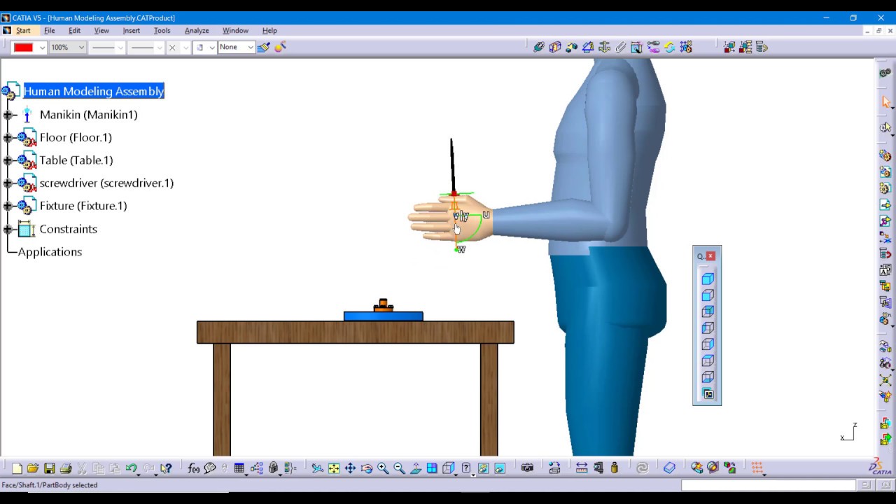 How to execute a manikin hand grasp in CATIA V5