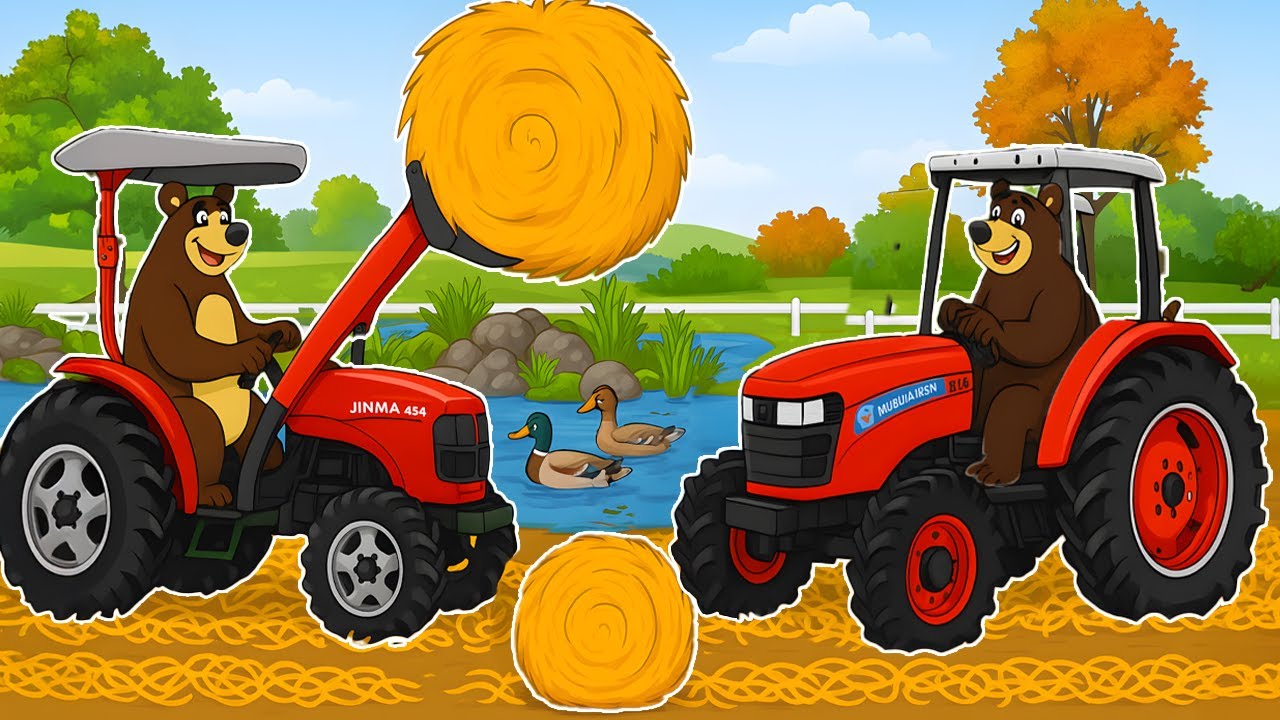 Farm Work Day: Farmer Drives Machines to Harvest Hay!