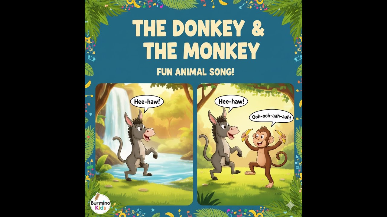 The Donkey and The Monkey | Fun Animal Song for Kids & Toddlers