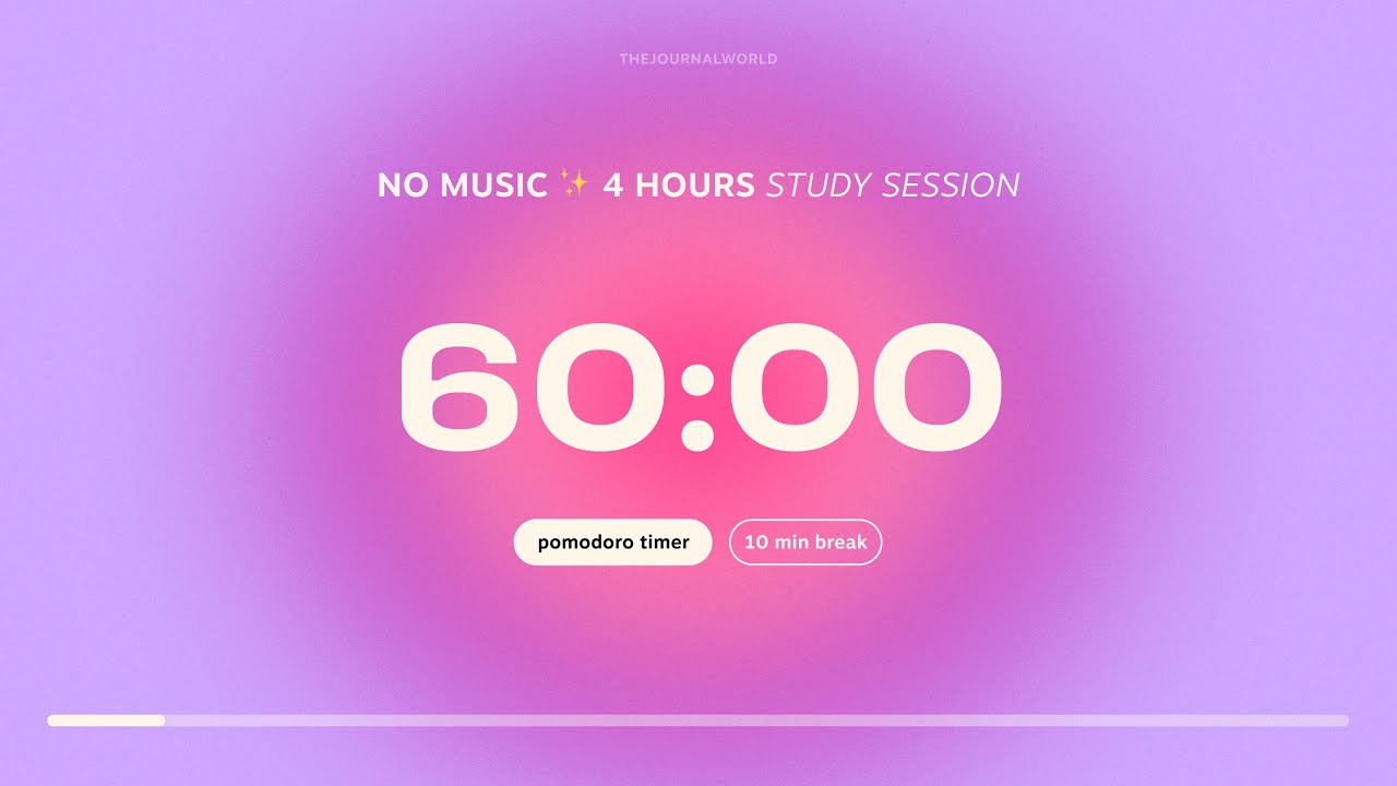 Study with me 🎀 60 minute, 10 minute break | 4 hour Pomodoro Timer | Study Session | Aesthetic Focus