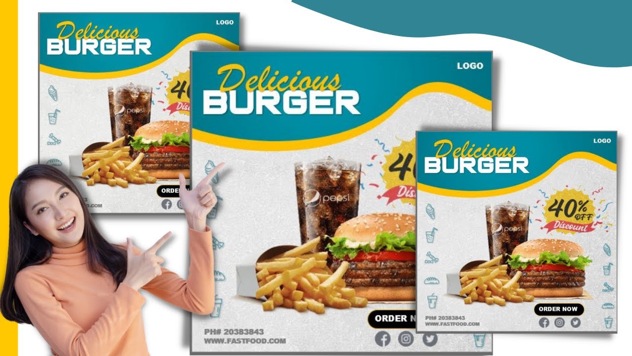 Social Media Advertising Post design In MS Word || Instagram Fast Food (AD) Post design In MS Word .