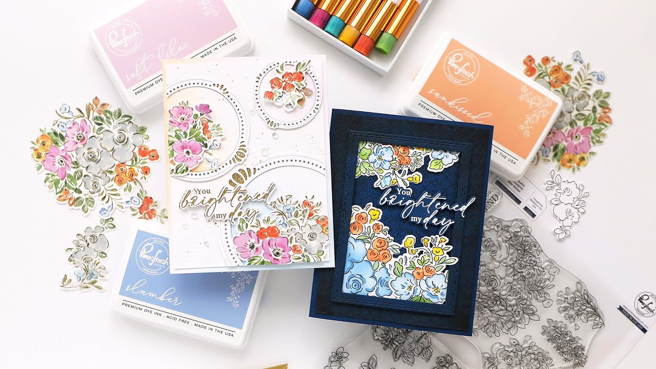 Dreamy Floral Card with Gold Accents for Pinkfresh Studio