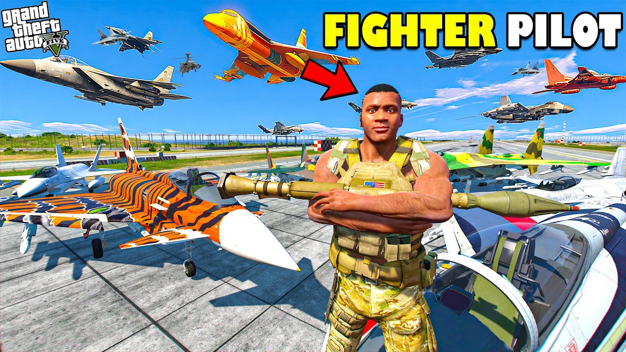 Franklin Becomes a FIGHTER PILOT in GTA 5 | SHINCHAN and CHOP