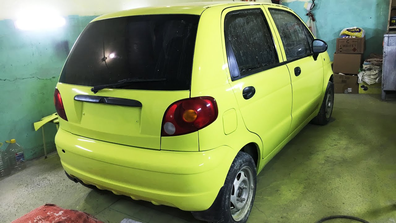 Полный окрас кузова в гаражных условиях. Daewoo Matiz