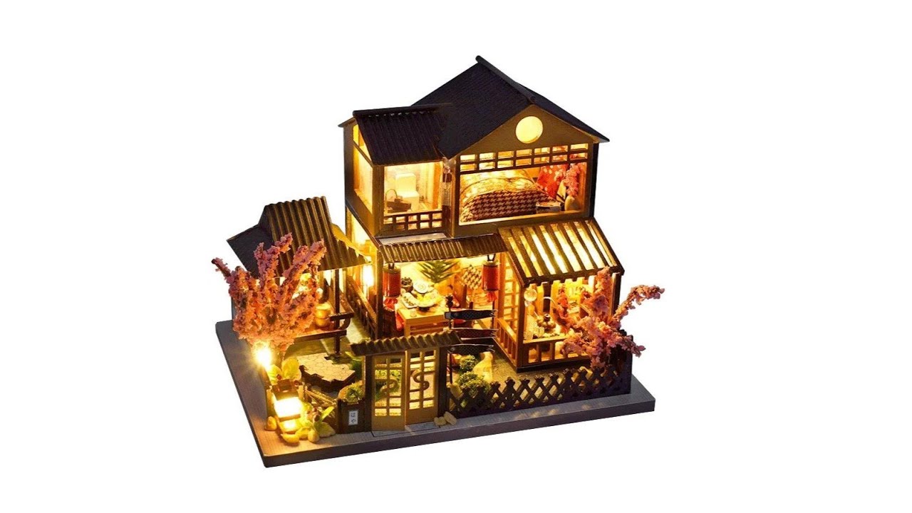 Mini DIY Japanese Sakura House LED Miniature Dollhouse