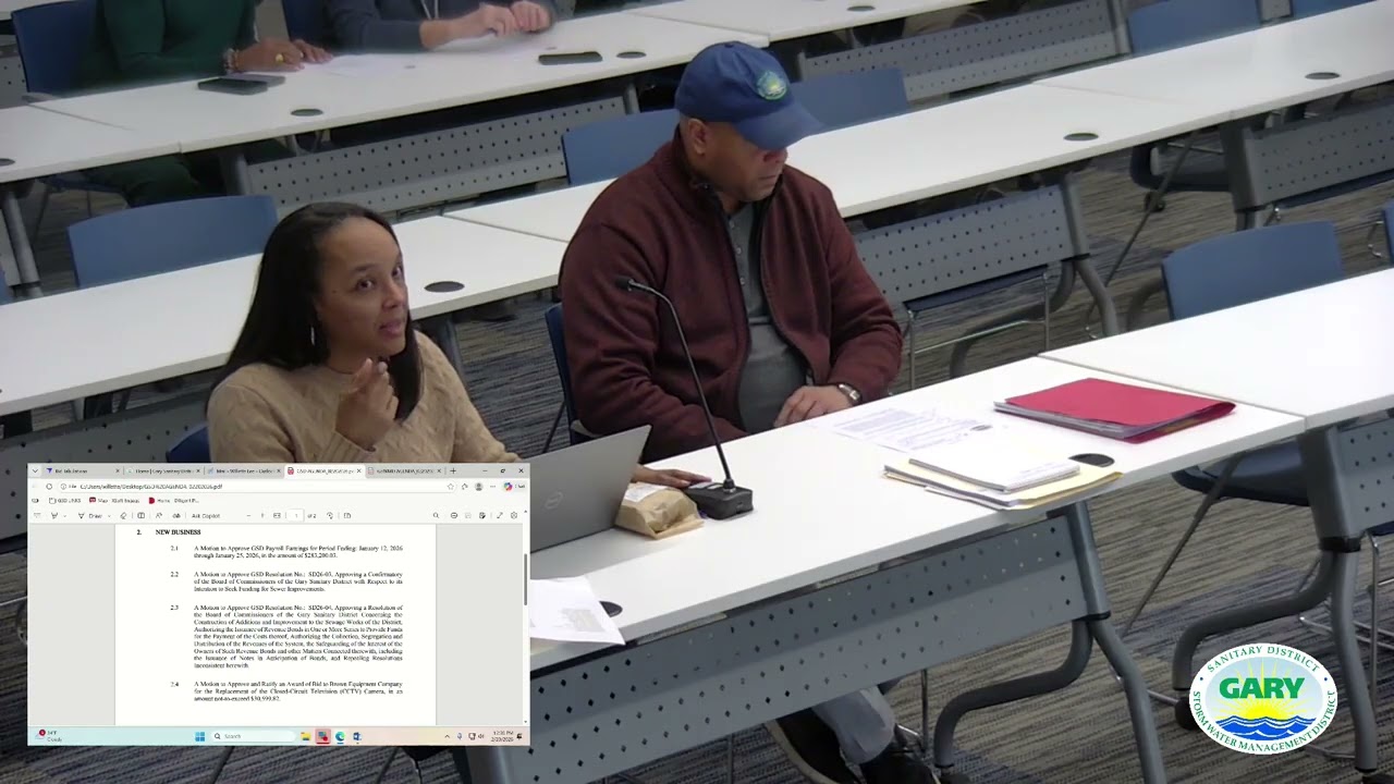 February 20, 2026 Gary Sanitary District followed by Storm Water Management District Board meeting
