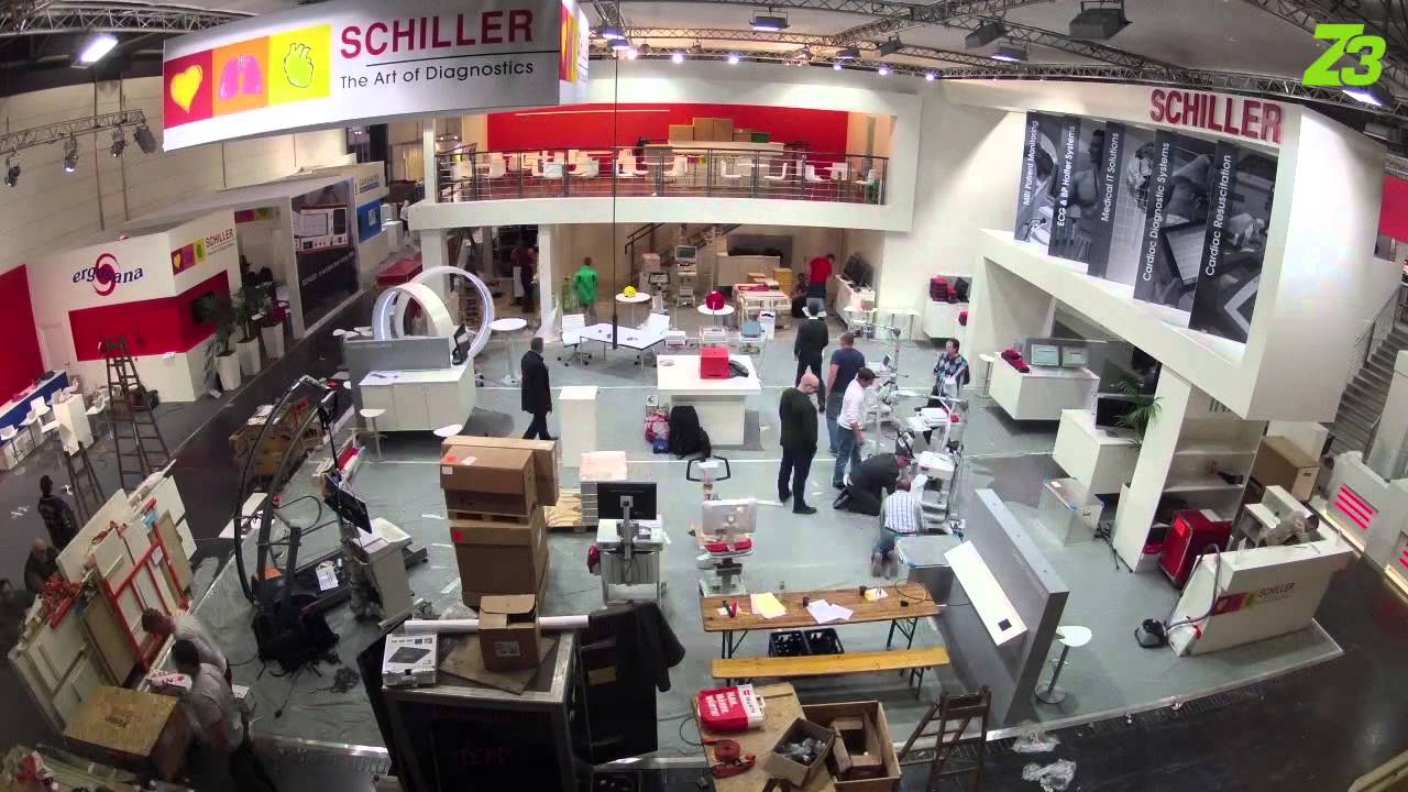 Schiller Medica Düsseldorf 2014 Messebau Zeitraffer Doppelstock