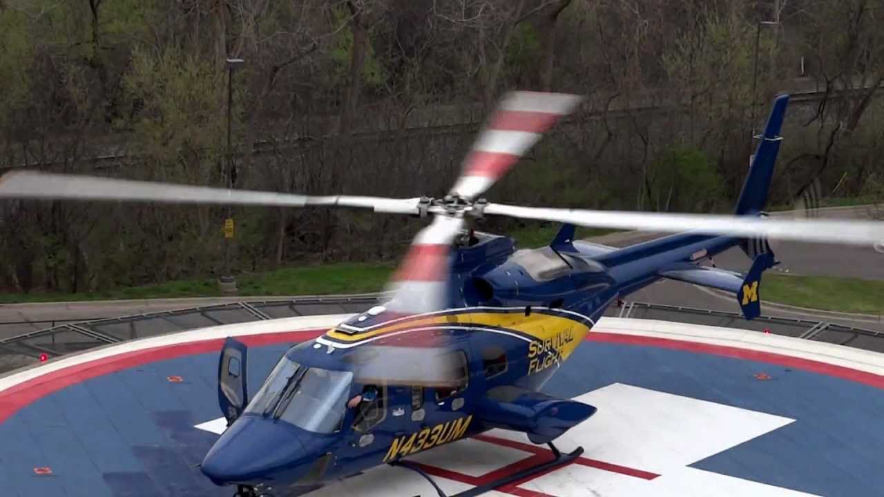 University of Michigan Survival Flight Helicopter leaving their helipad on 3/23/2012!
