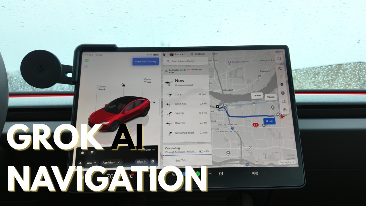 How to Use Grok AI With Tesla Navigation -  Real World Commands