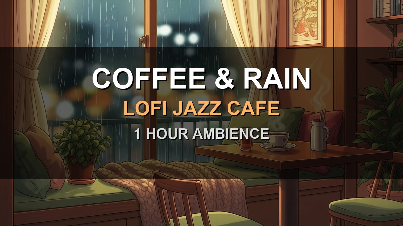 Coffee & Rain ☕🌧️ 1 Hour Lofi Jazz Café Ambience for Studying & Relaxation