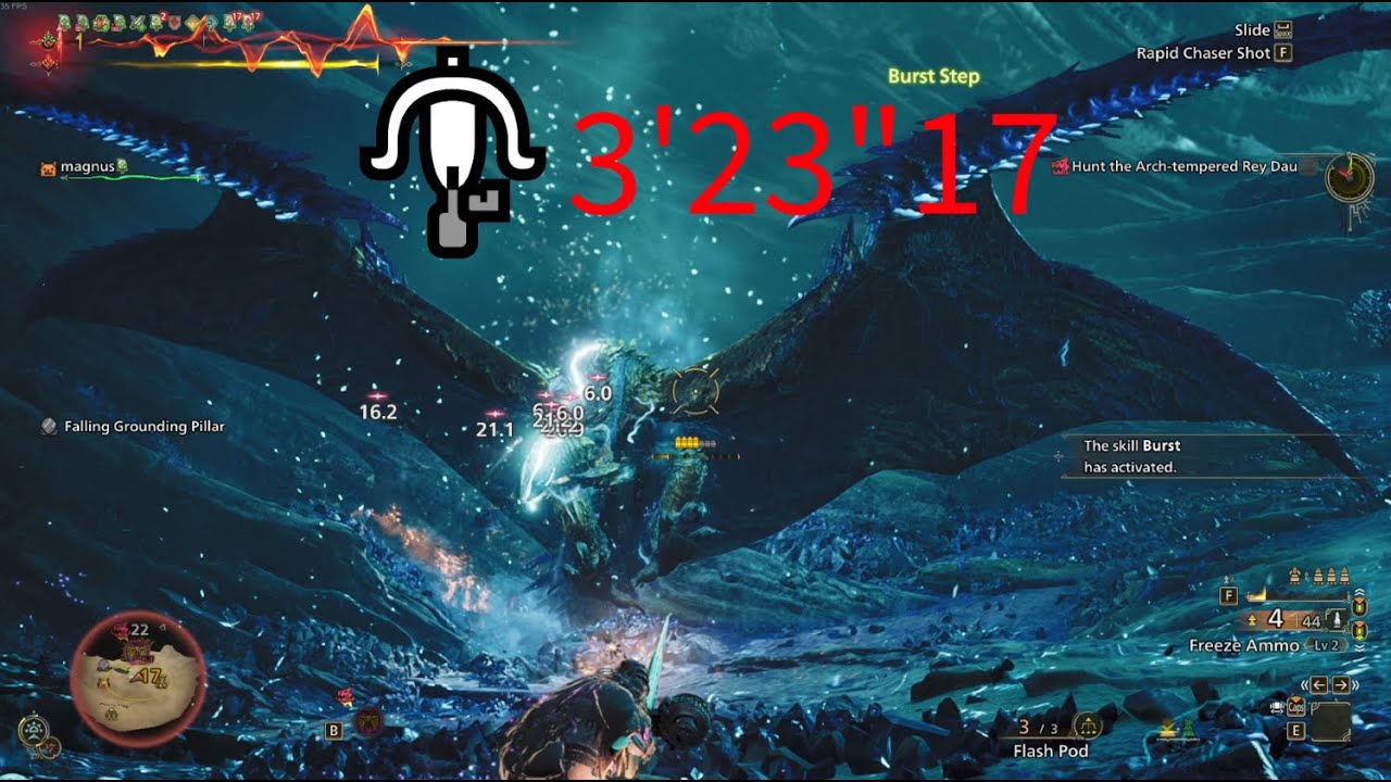 【MHWilds】Arch-Tempered Rey Dau Light Bowgun Speedrun 3 minute 23 seconds【Monster Hunter Wilds】