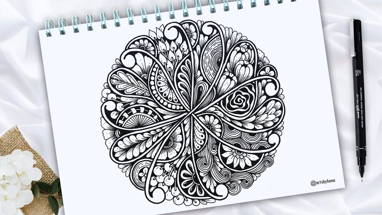Circle Tangle Art | Circle Zentangle Art