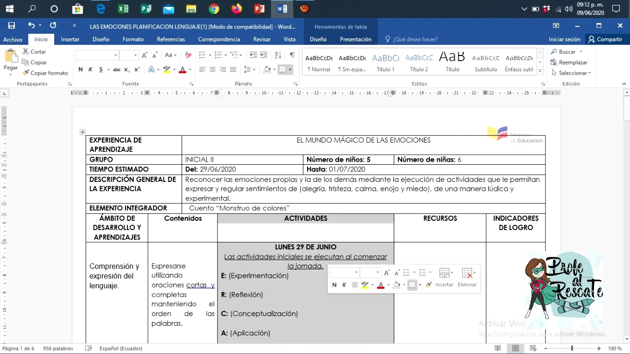 EJEMPLO DE CLASE CICLO DE APRENDIZAJE ERCA