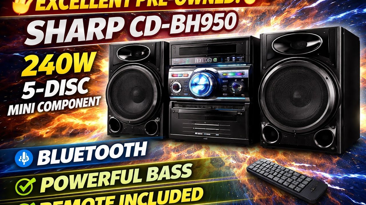 Excellent pre-owned Sharp CD-BH950 240W 5-Disc Mini Component Stereo Bluetooth!