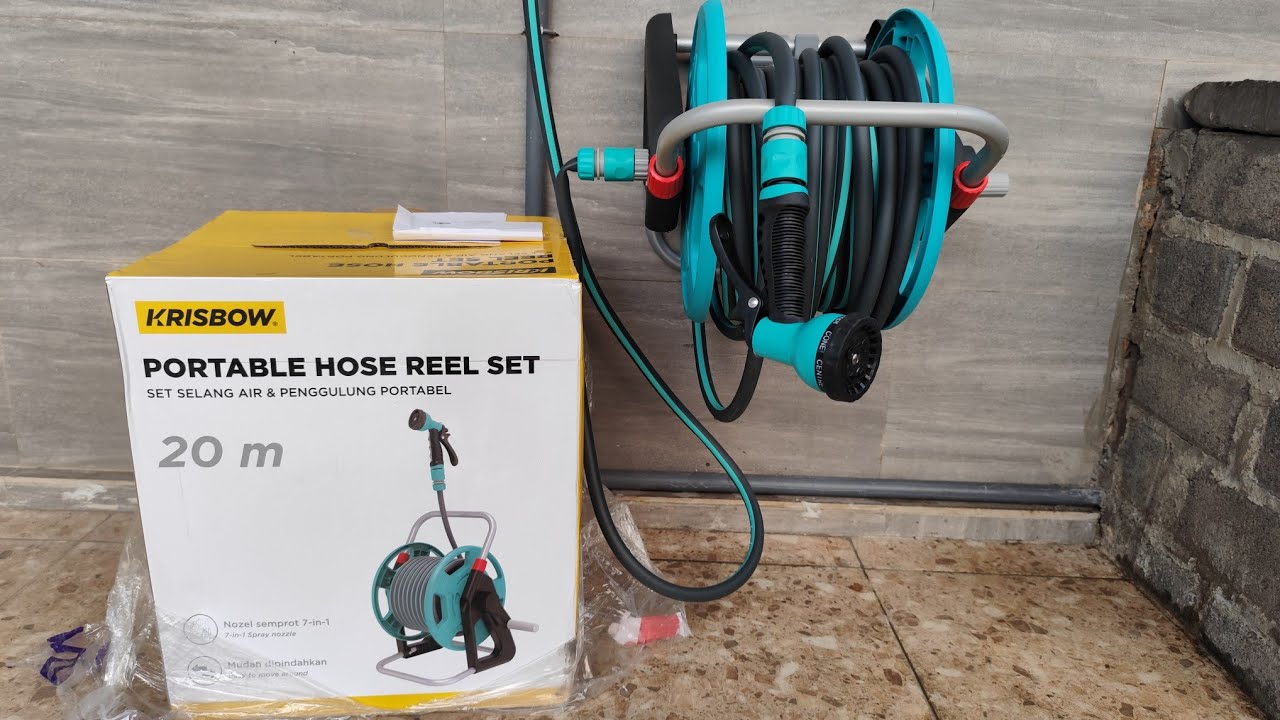 SELANG ANDA KUSUT ? GANTI KE AZKO KRISBOW PORTABLE HOSE REEL SET 20 METER