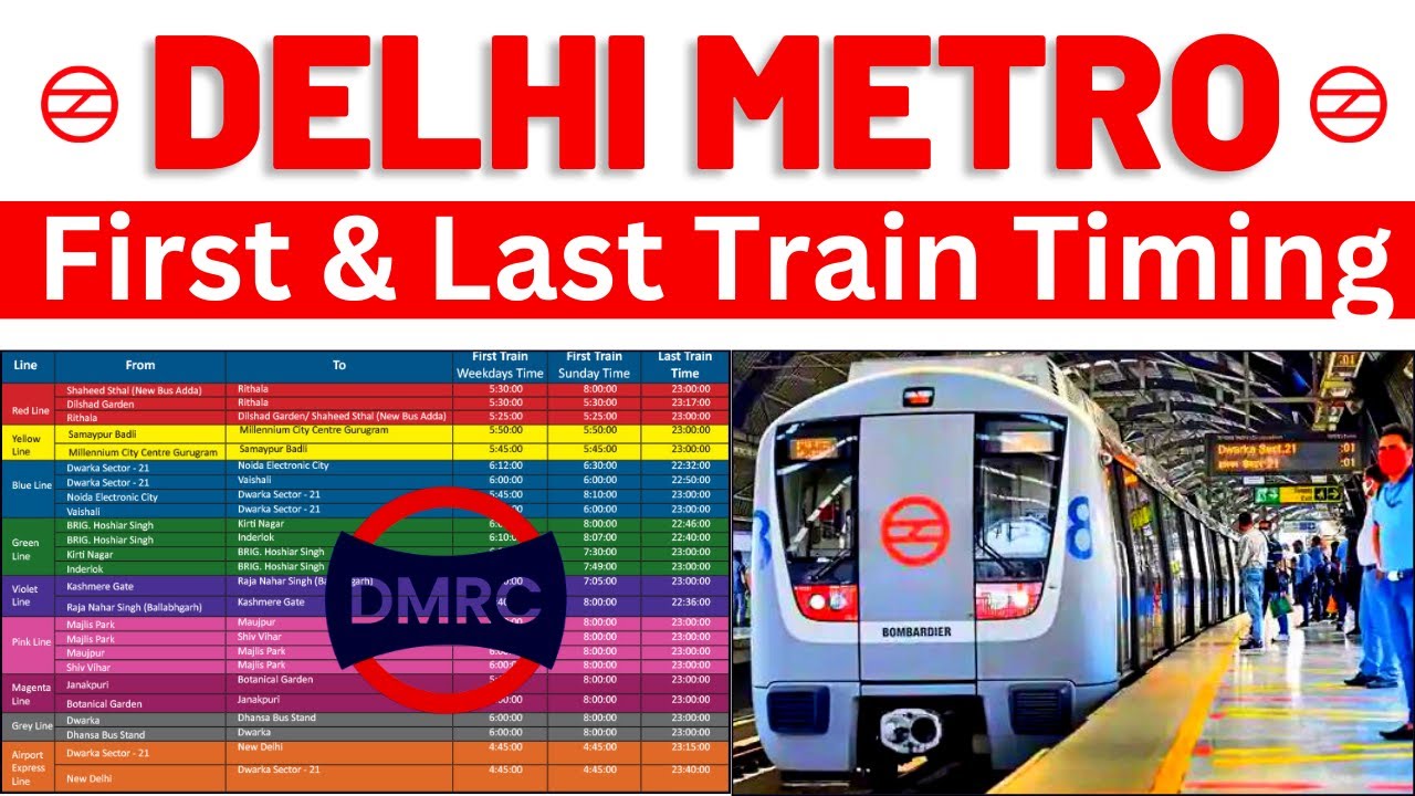 Delhi Metro Train Timings | Delhi metro first & last train timings | Delhi metro  timings sunday