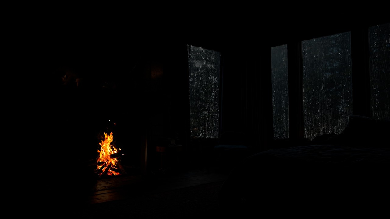 Rainy Cabin Nights | Cozy Fireplace Sounds for Gentle Focus and Inner Calm