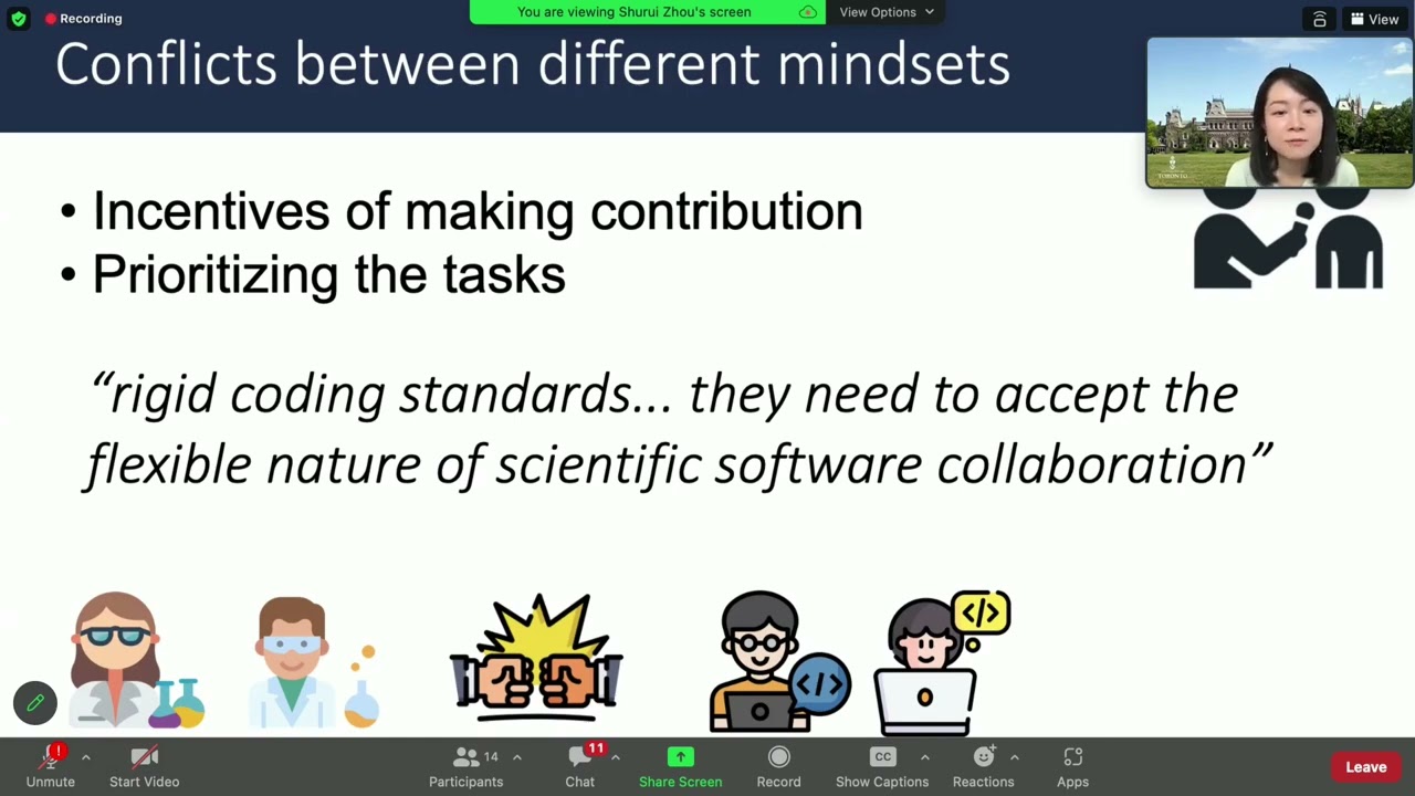 Shurui Zhou: Sustainability challenges for building open-source scientific software.