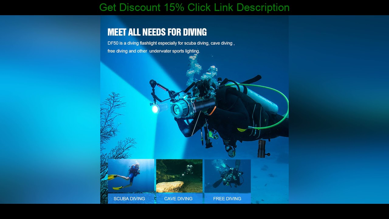 Review TrustFire DF50 6500 Lumens Video Diving Photoraphy Light Underwater 100m Dive Lighting High