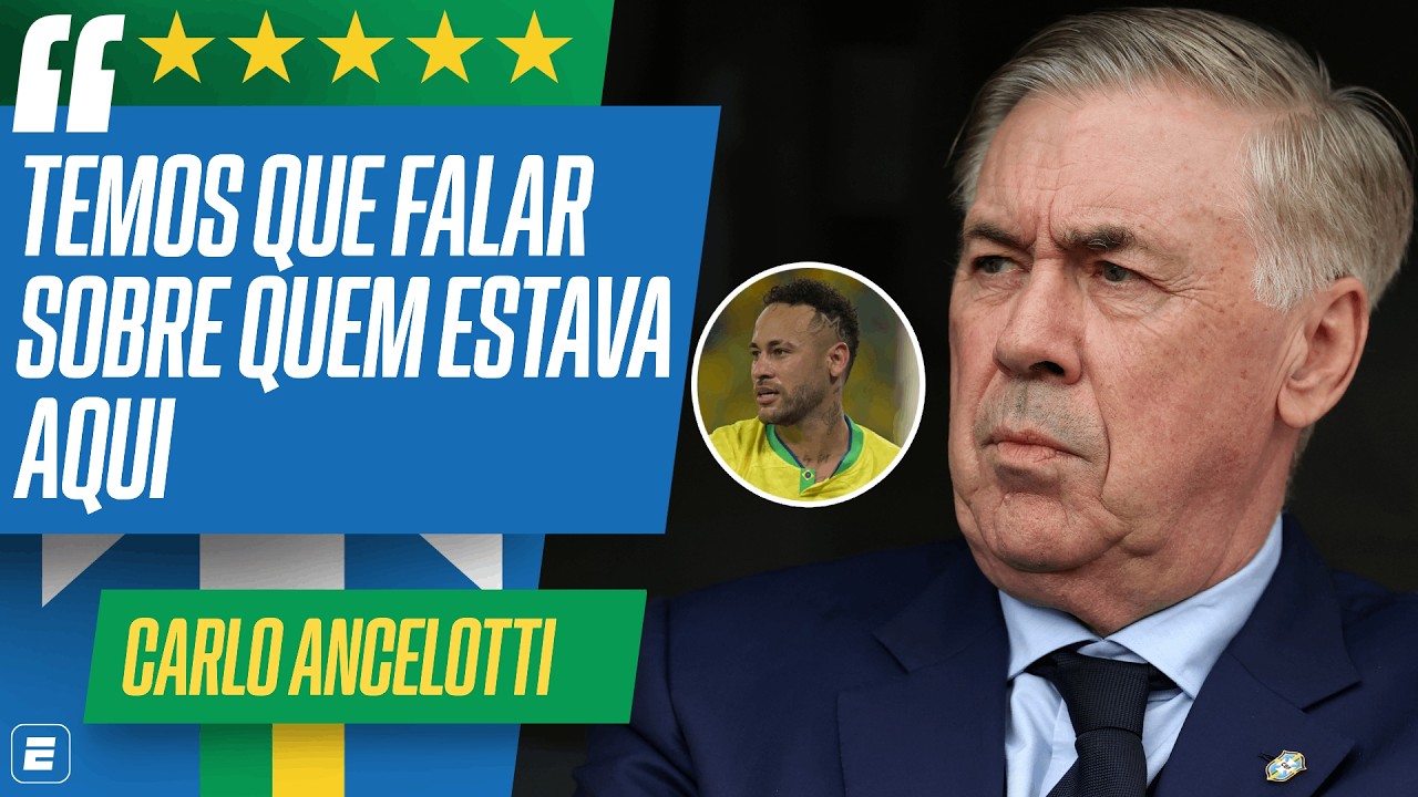 ANCELOTTI FALA SOBRE DERROTA PARA FRAN&Ccedil;A, DEFENDE RAPHINHA E VINI JR E SE 'ESQUIVA' SOBRE NEYMAR