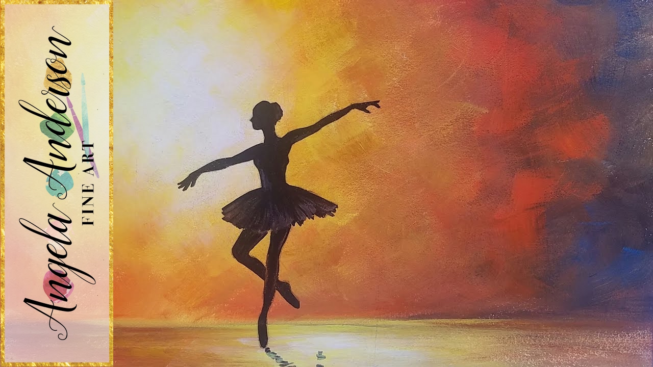 Ballerina Silhouette Impressionist Acrylic Painting on Canvas for Beginners FREE TUTORIAL